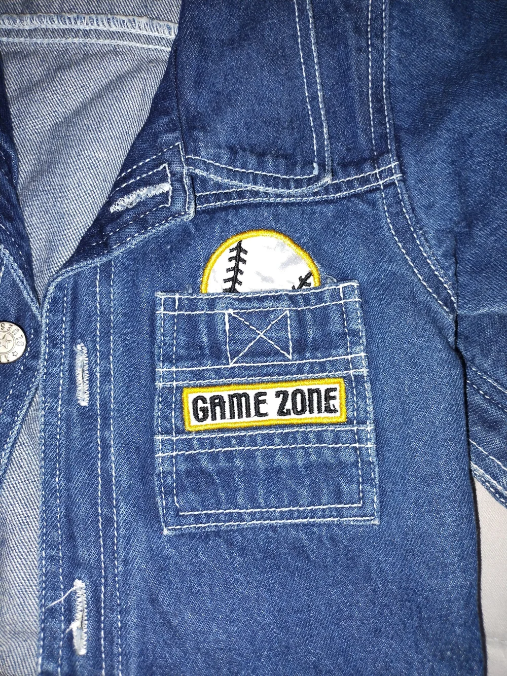 Kids Blue Denim Jacket with Game Zone & 55 Patch